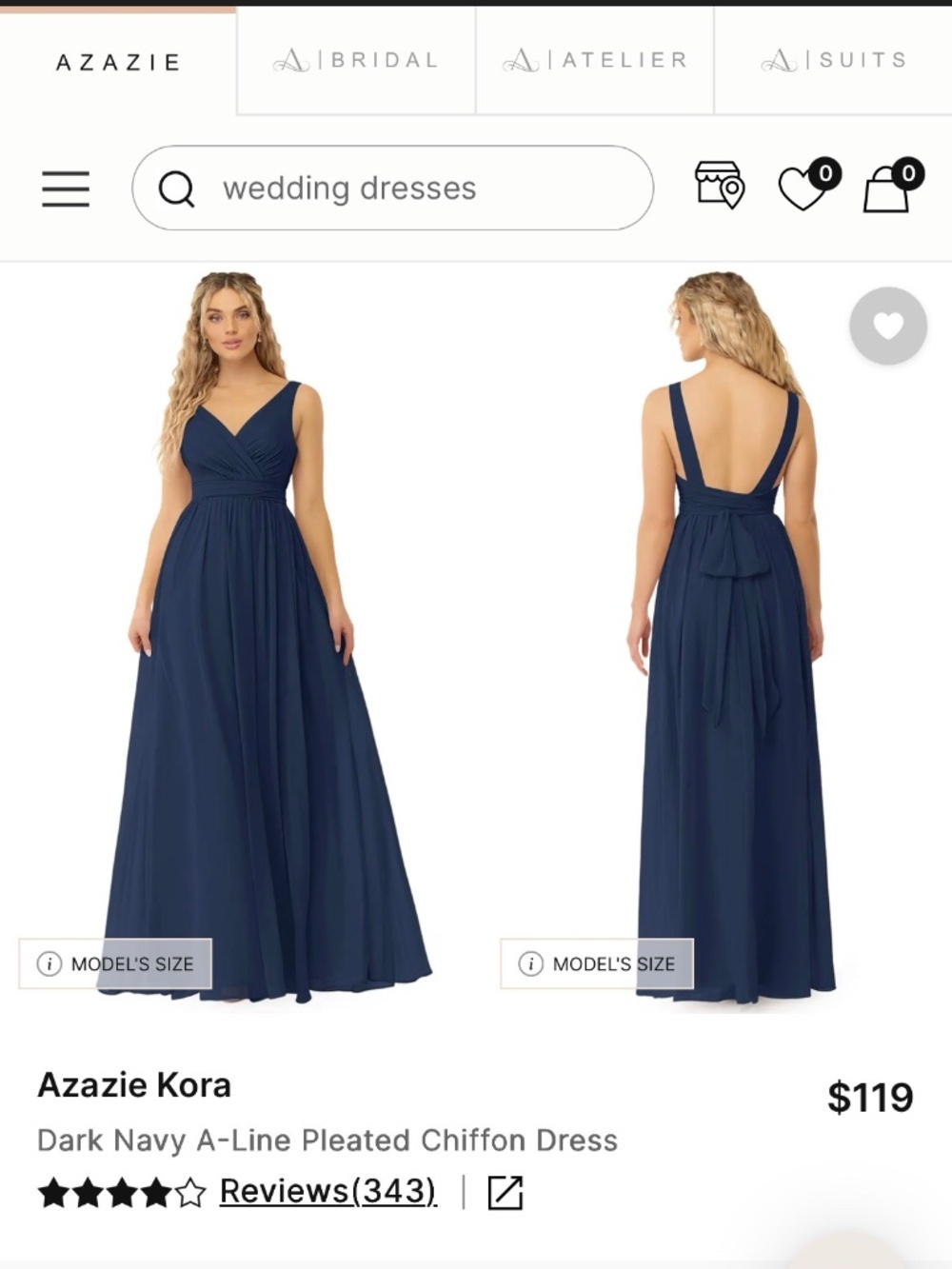 Azazie Kora Dress – Dark Navy (Size A0)